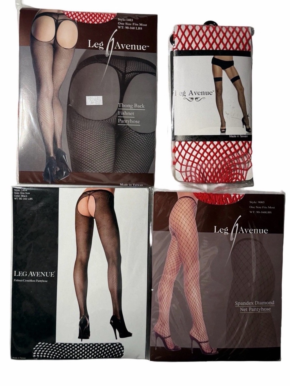 Leg Avenue SET OF 4 HALLOWEEN FISHNETS Thong-Back Pantyhose Crotchless